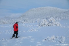 Practising with snowshoes