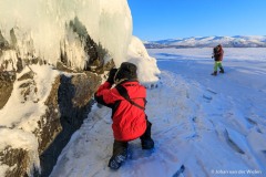 photographing the icicles