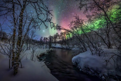 An aurora winter landscape
