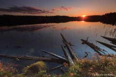 zonsondergang boven het meer; sunset at the lake